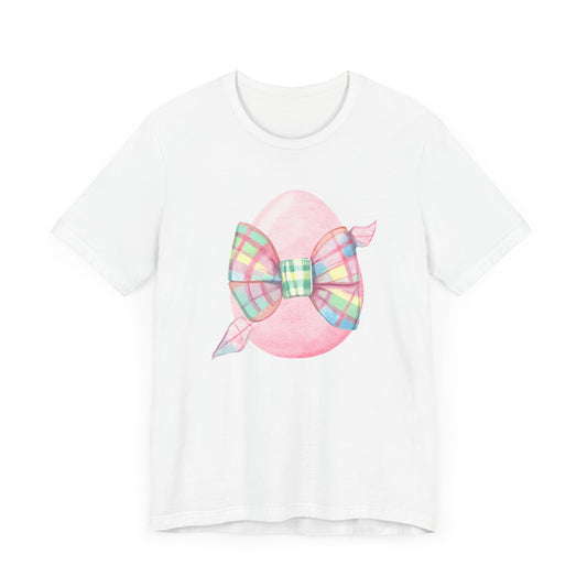 Plaid Bow Easter Egg Adult Tee