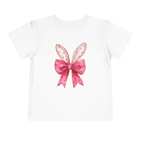 Pink Bow Bunny Ears Toddler Tee