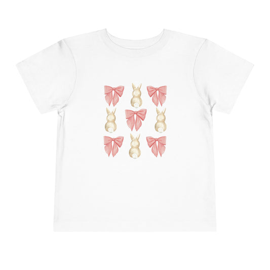 Bunnies & Pink Bow Coquette Toddler Tee