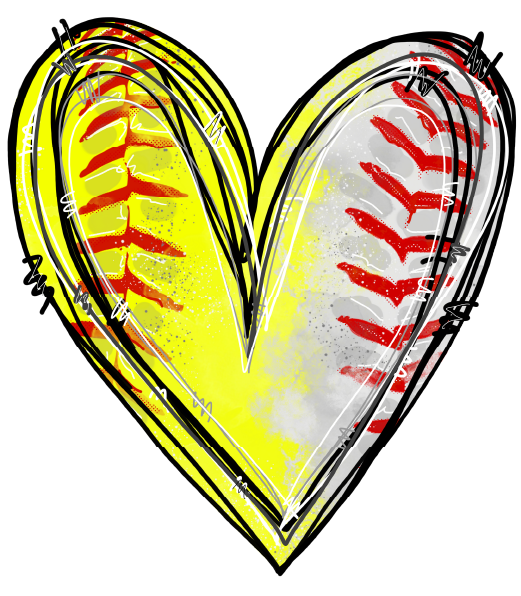 Softball Baseball Heart DTF Transfer