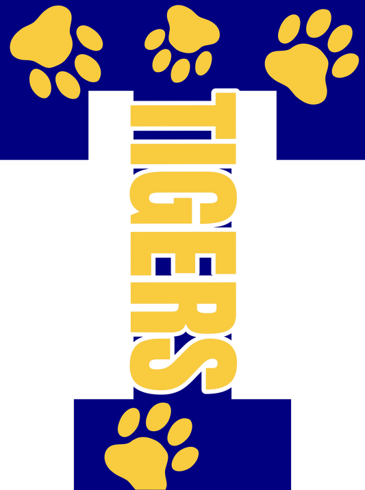 Tigers Navy and Gold Letter T with Bold Font DTF Transfer