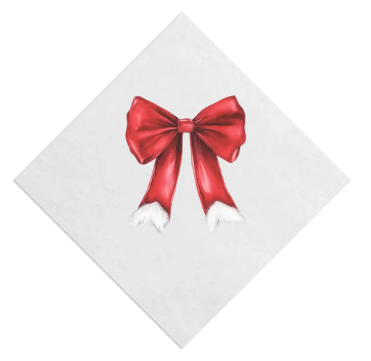 Santa Coquette Bow Beverage Napkin