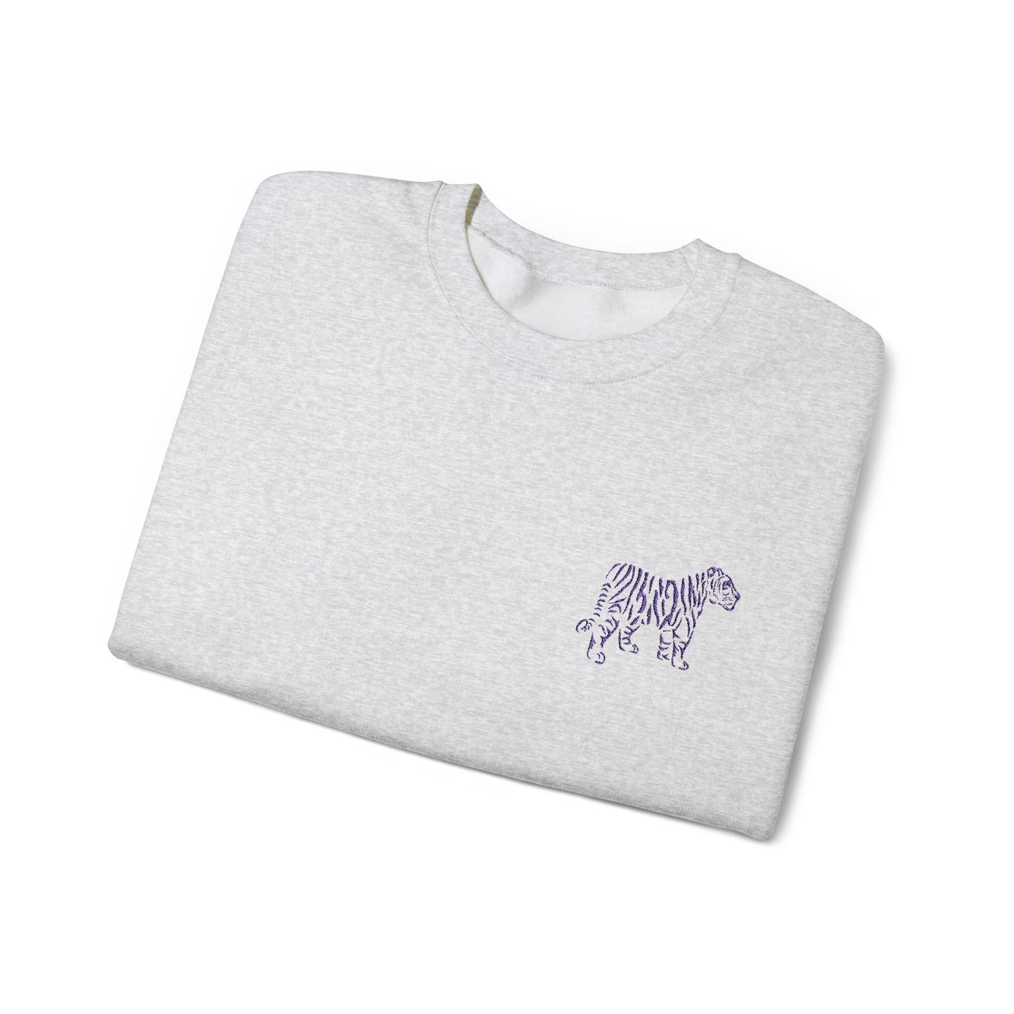 Purple Embroidered Tiger Crewneck