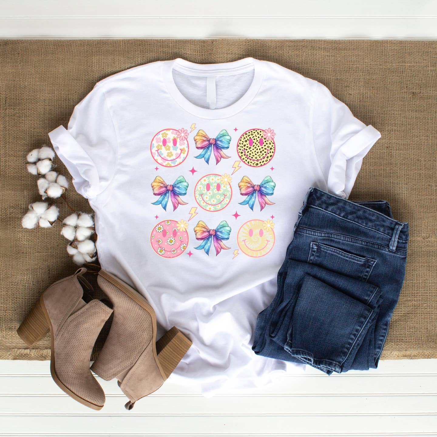 Gradient Color Bow Smiles DTF Transfer