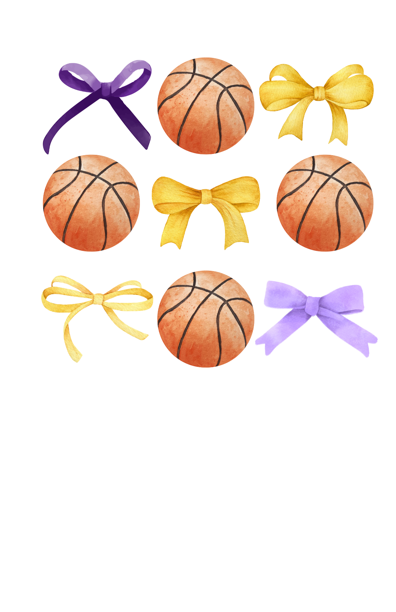 Purple and Gold Basketball Coquette DTF Transfer