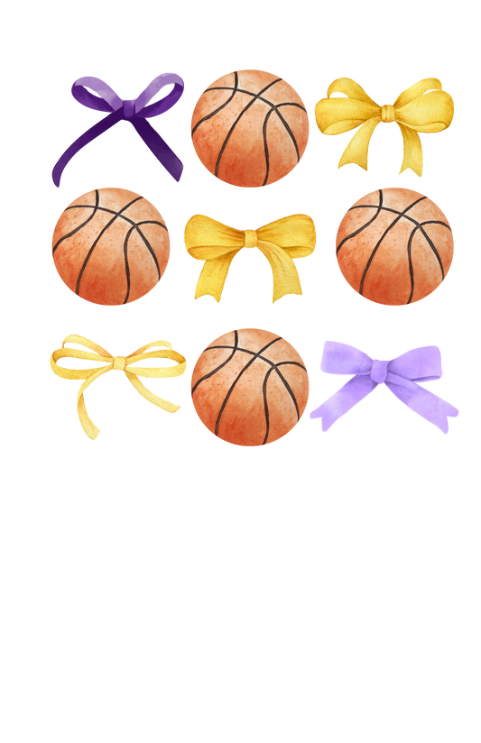 Purple and Gold Basketball Coquette DTF Transfer