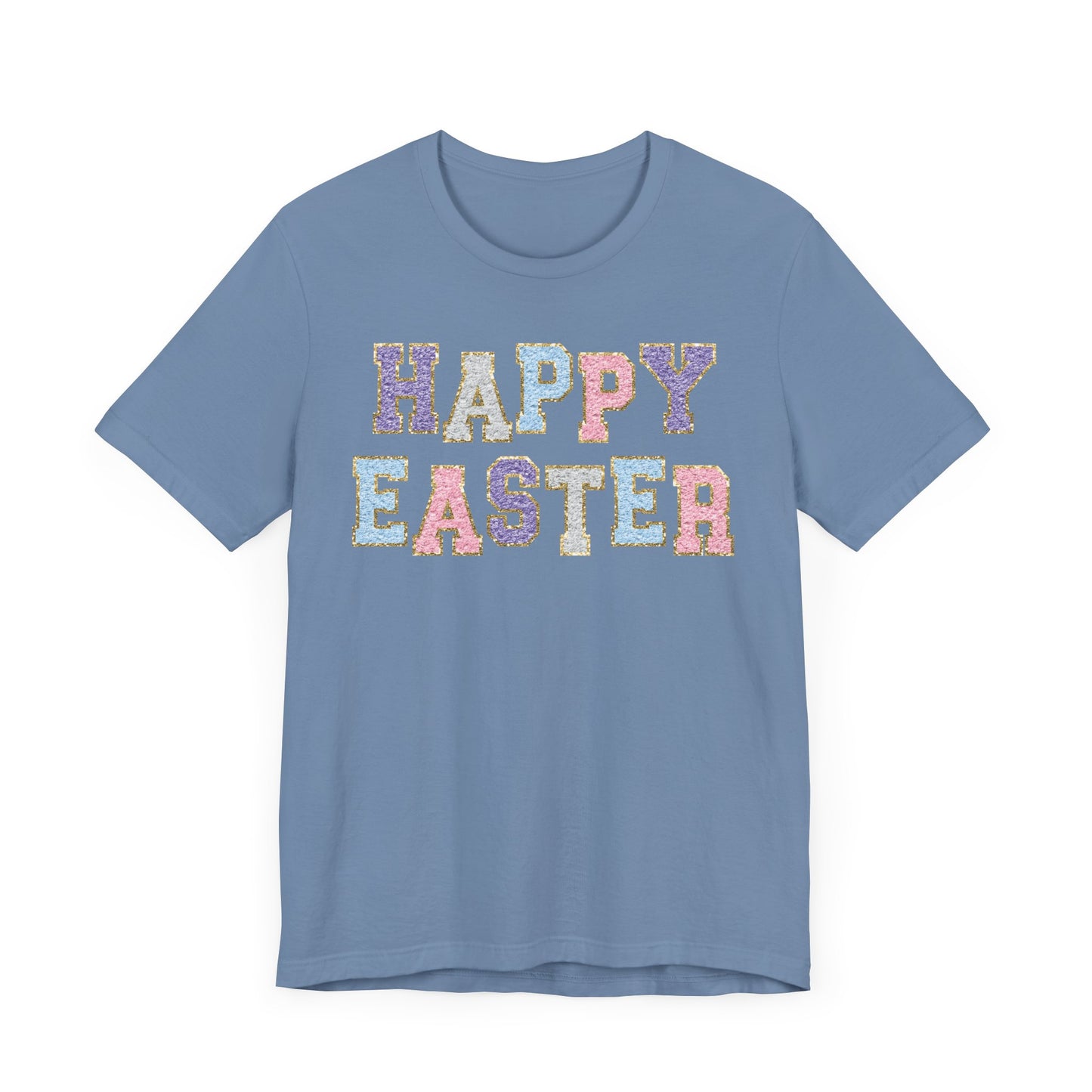 Faux Chenille Patch “Happy Easter” Adult Tee