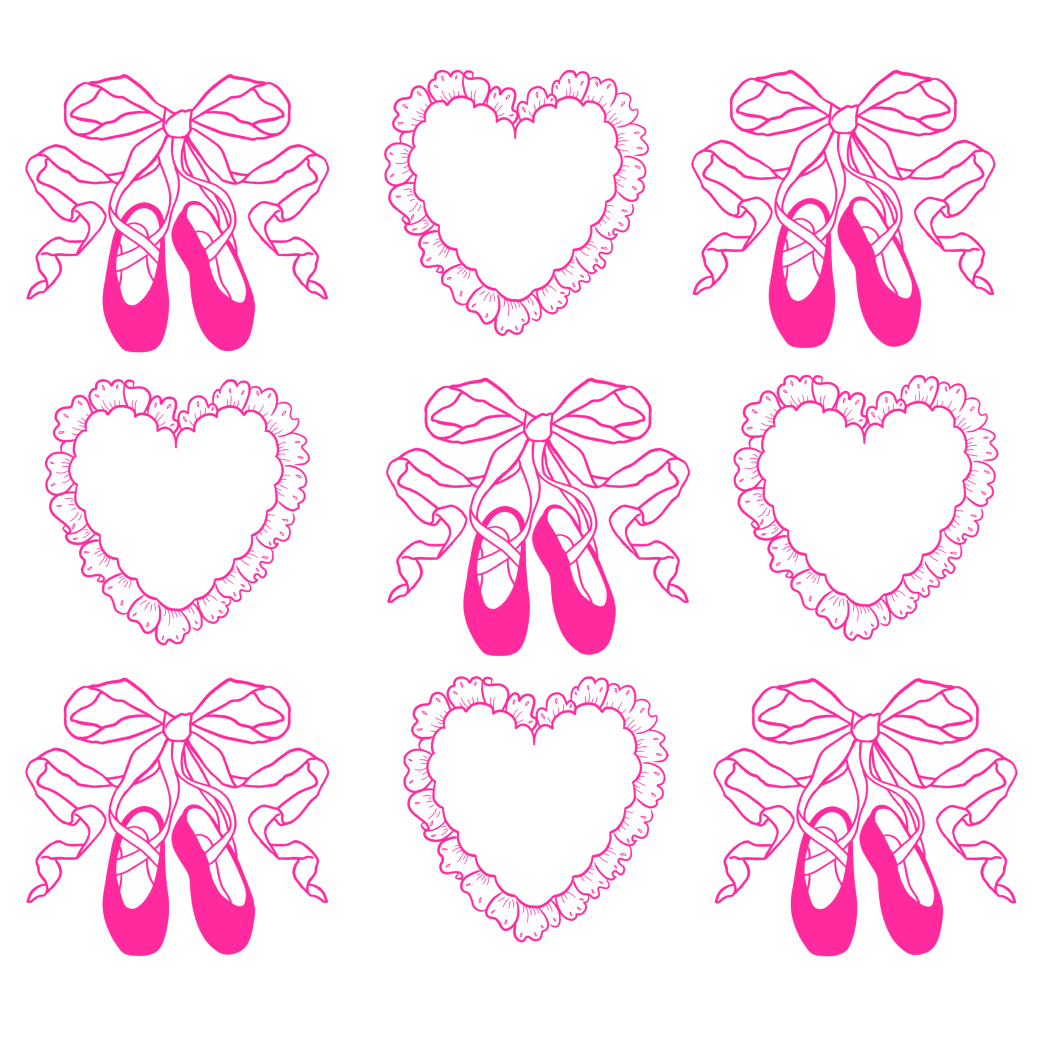 Ballet Shoes and Hearts DTF