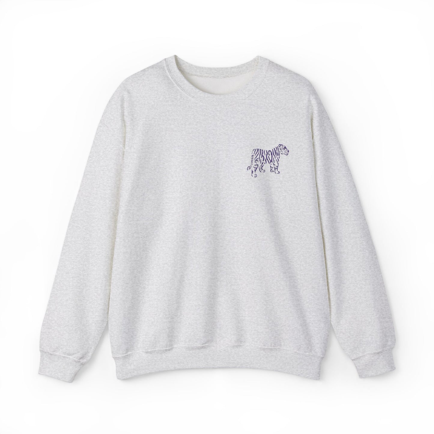Purple Embroidered Tiger Crewneck