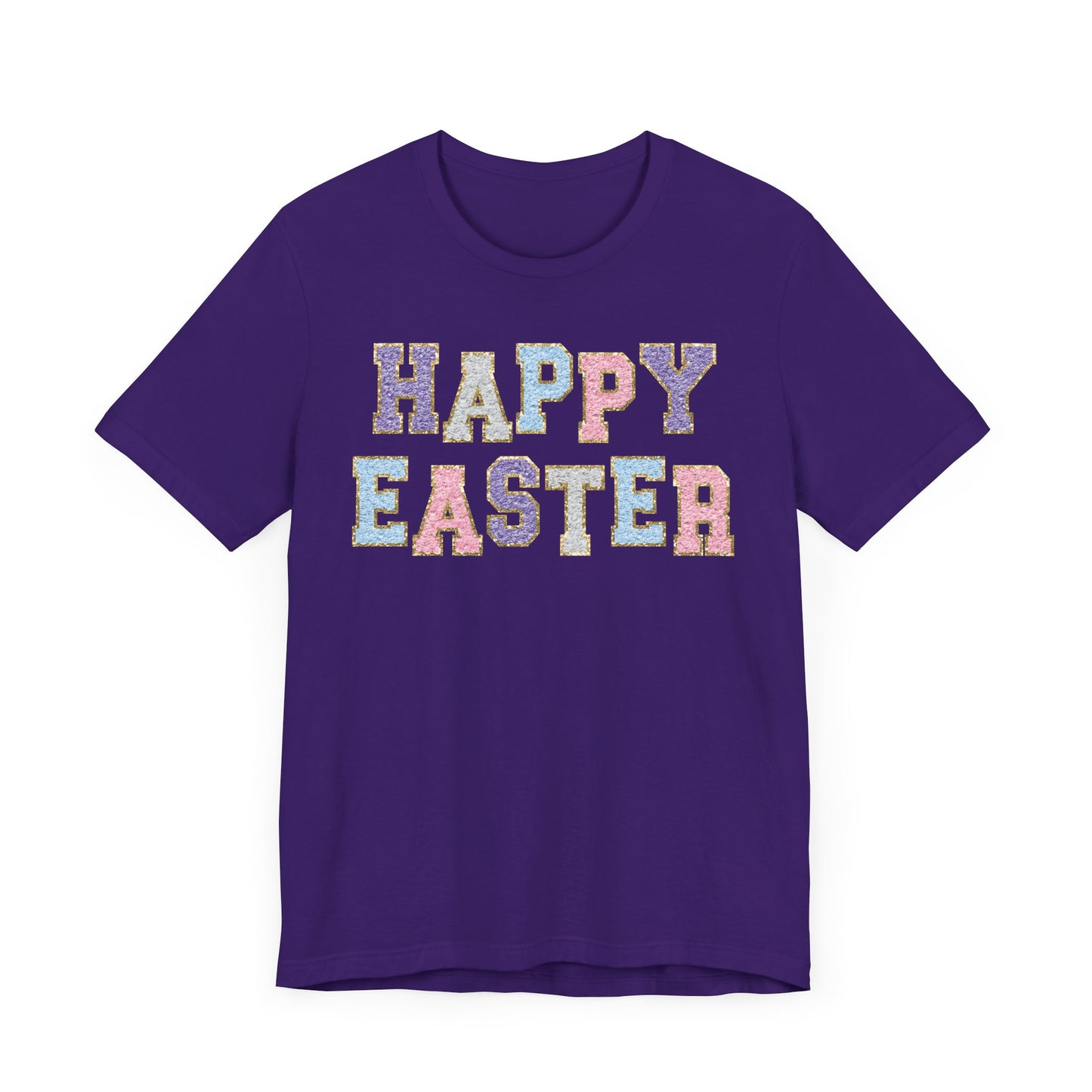 Faux Chenille Patch “Happy Easter” Adult Tee