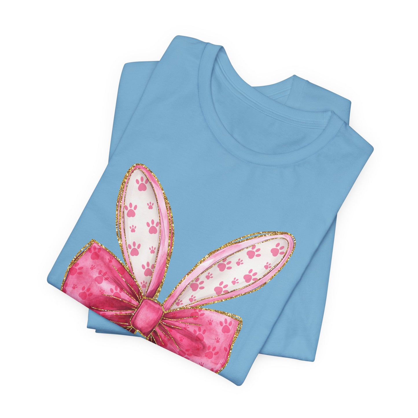 Pink Bow Bunny Ears Adult Tee