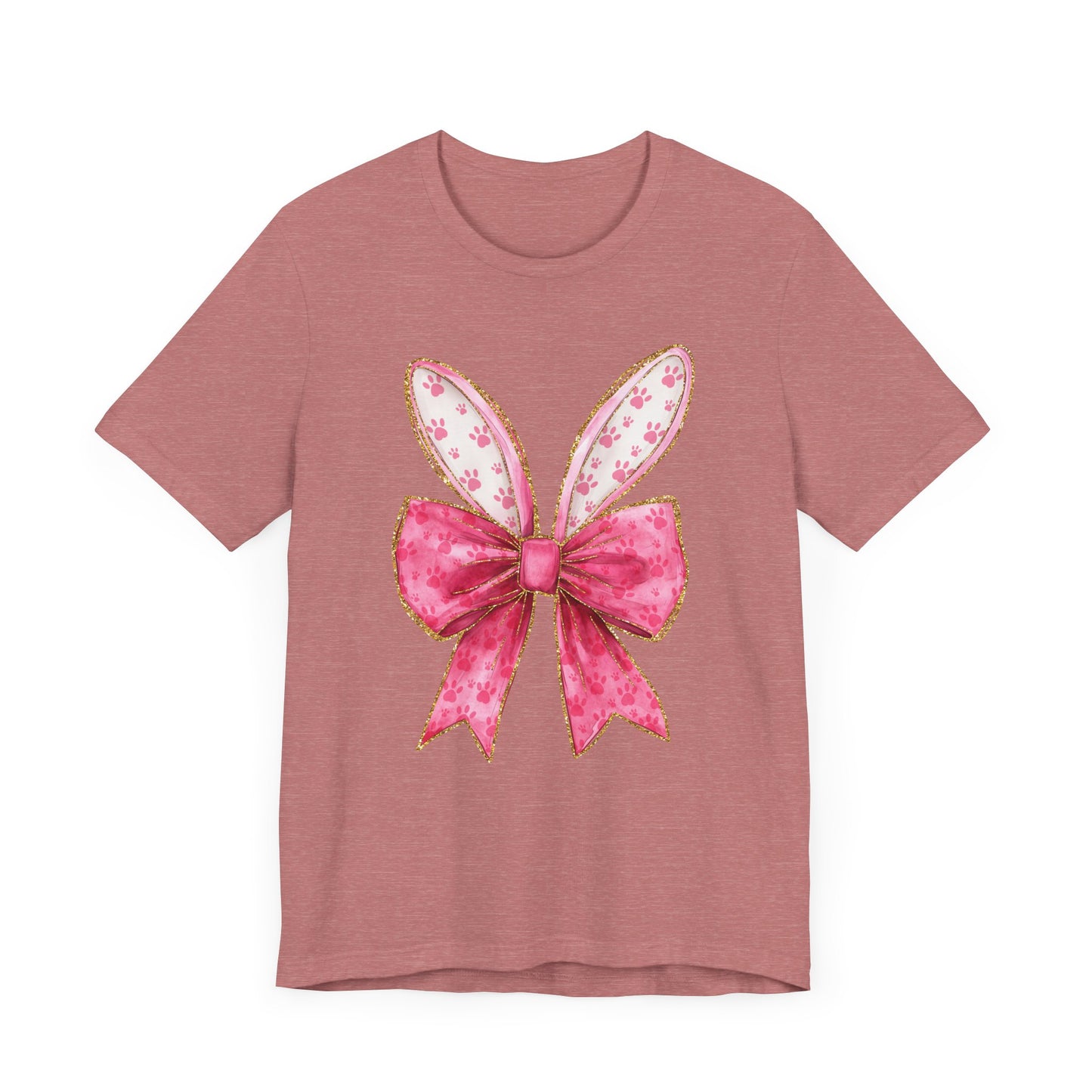 Pink Bow Bunny Ears Adult Tee