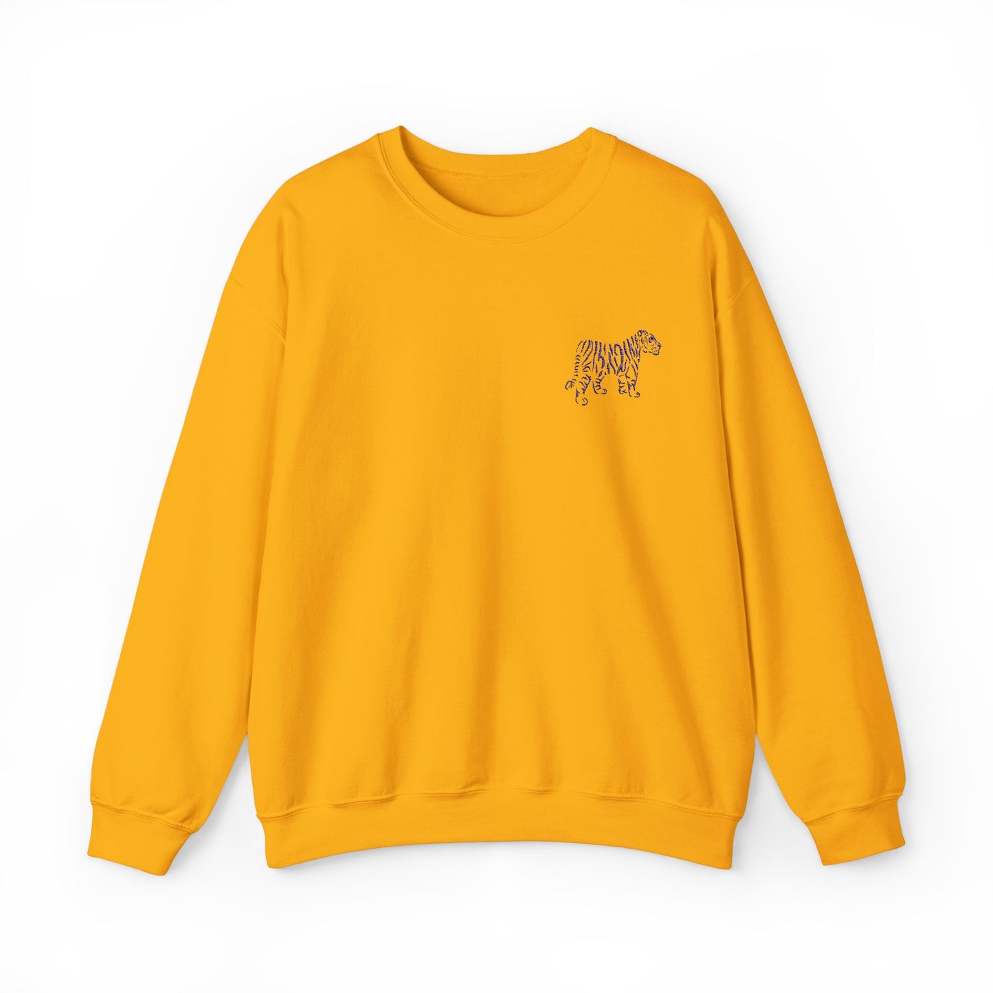 Purple Embroidered Tiger Crewneck