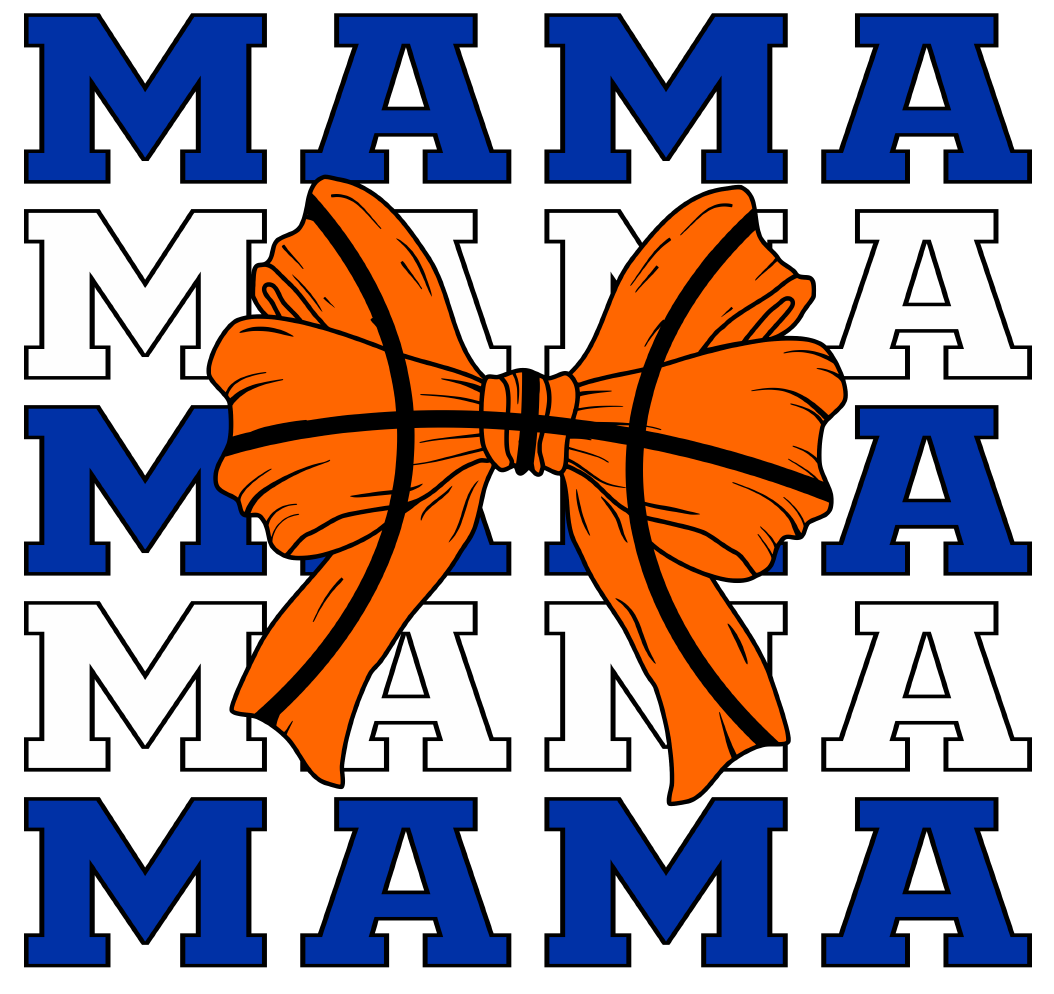 Blue and White Basketball Mama Stacked DTF Transfer