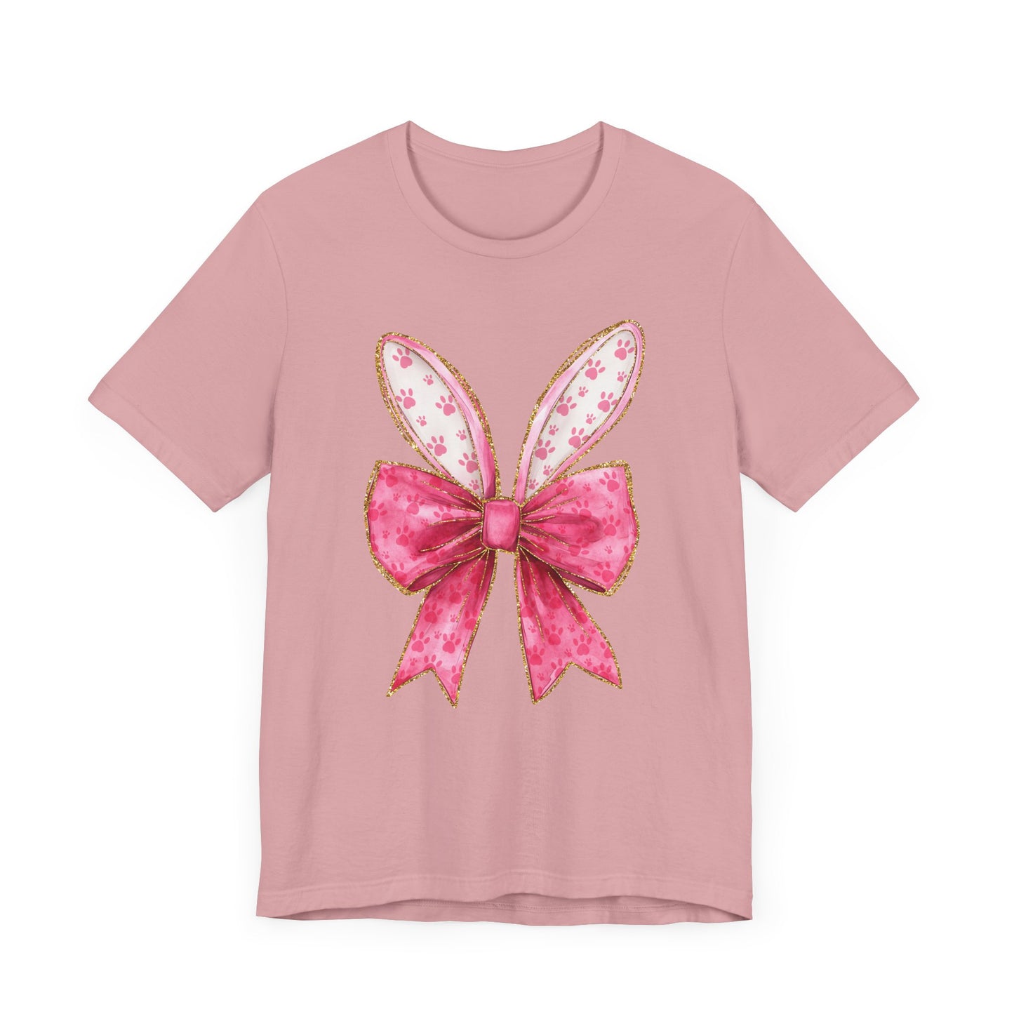 Pink Bow Bunny Ears Adult Tee