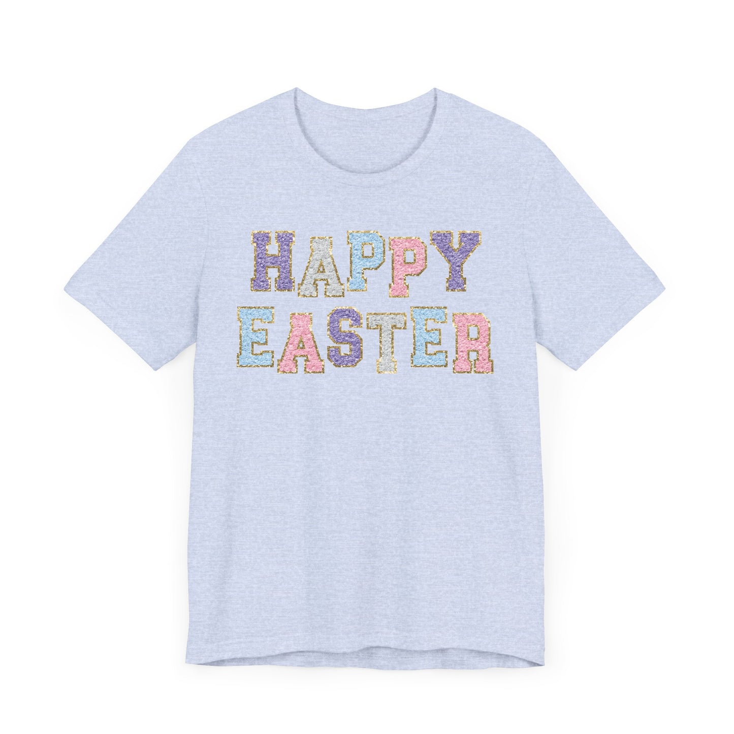 Faux Chenille Patch “Happy Easter” Adult Tee