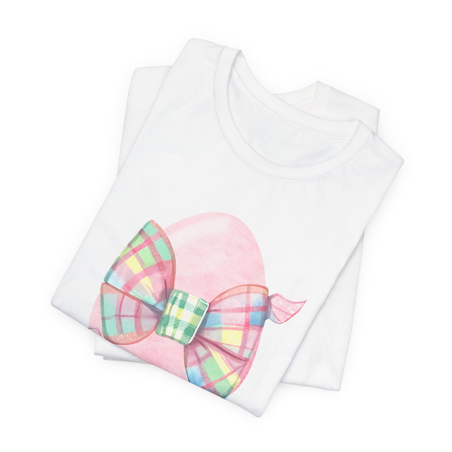 Plaid Bow Easter Egg Adult Tee