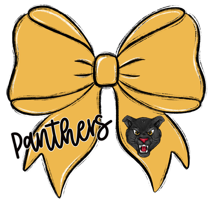 Panthers Yellow Bow DTF Transfer