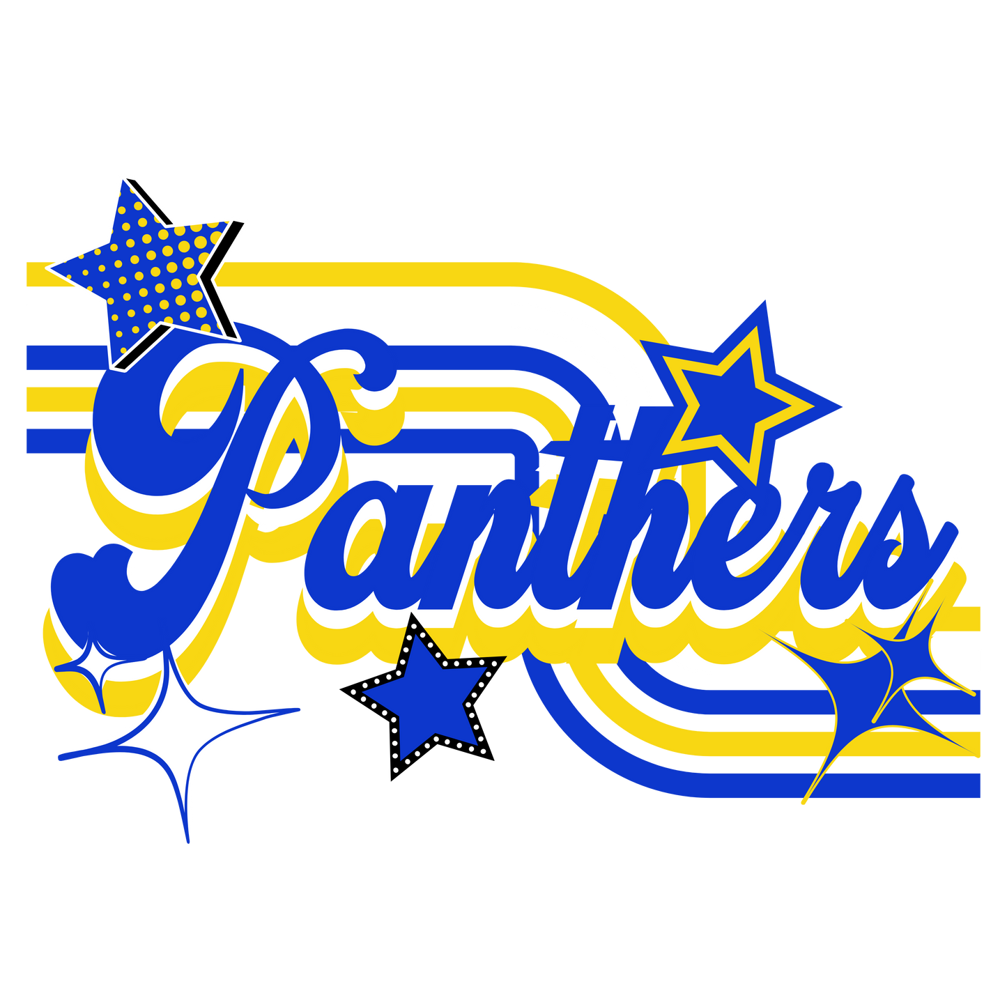 Blue and Yellow Panthers DTF Transfer
