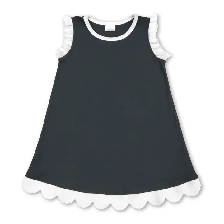 Girls Scallop Ruffle Dress