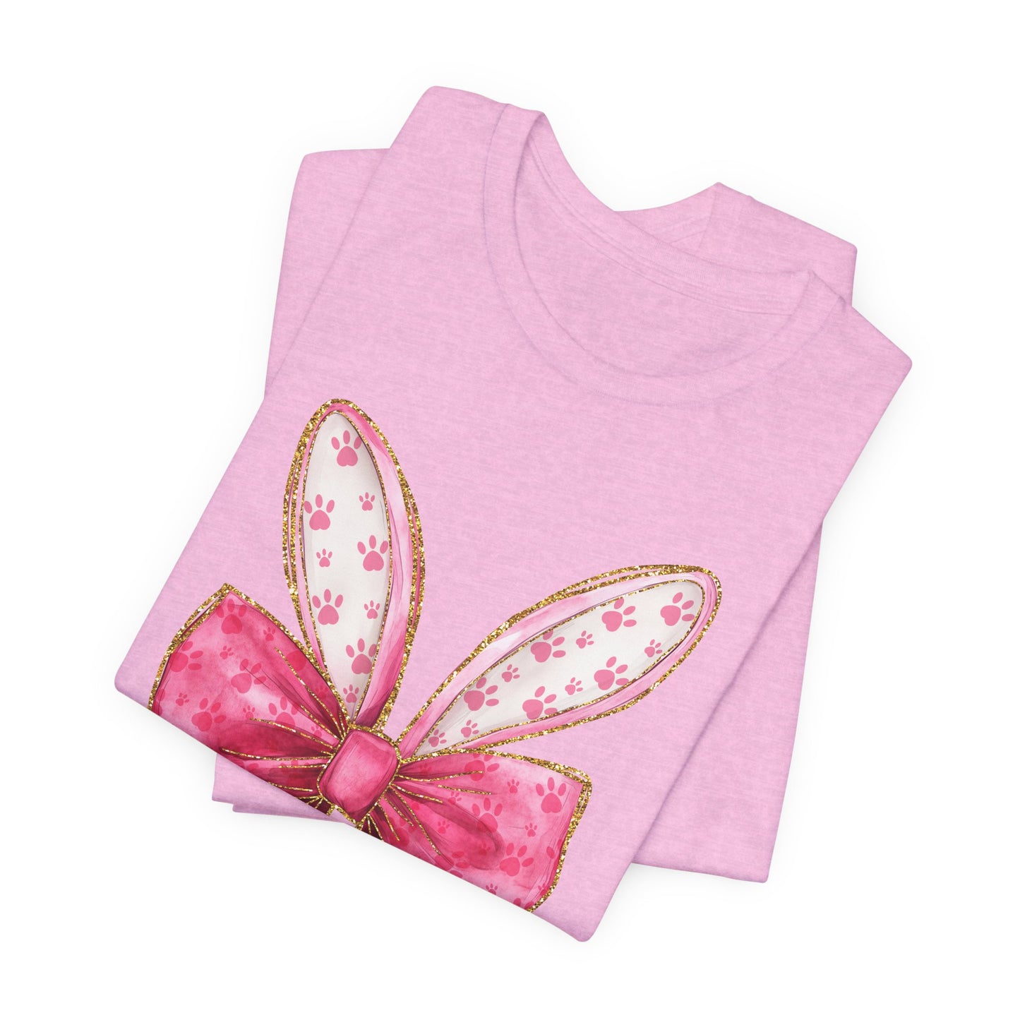 Pink Bow Bunny Ears Adult Tee