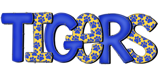 Tigers Royal Gold with Paw Prints DTF Transfer