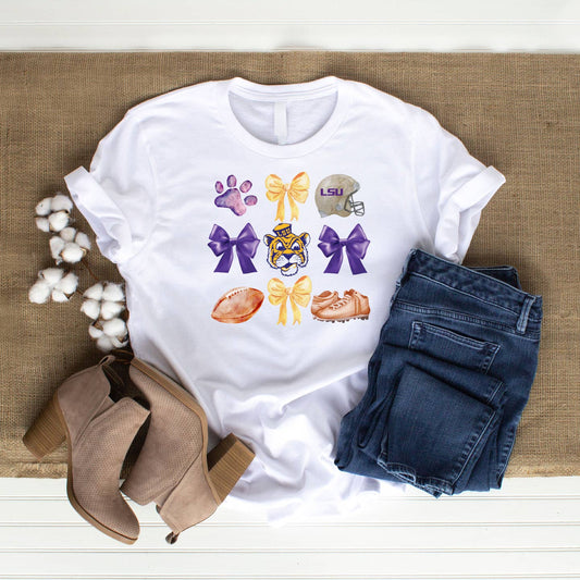 LSU Football Bow Coquette DTF Transfer