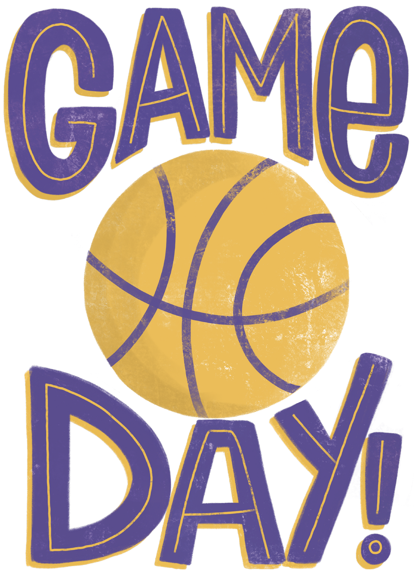 Game Day Basketball Purple and Gold DTF Transfer
