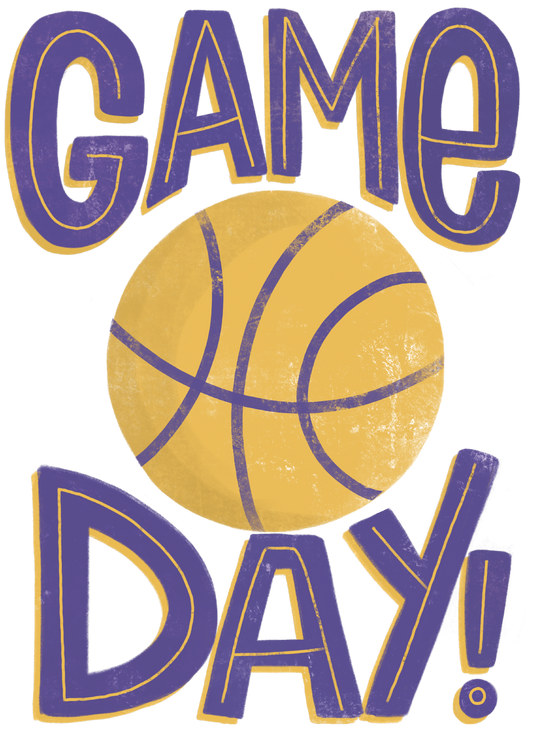 Game Day Basketball Purple and Gold DTF Transfer