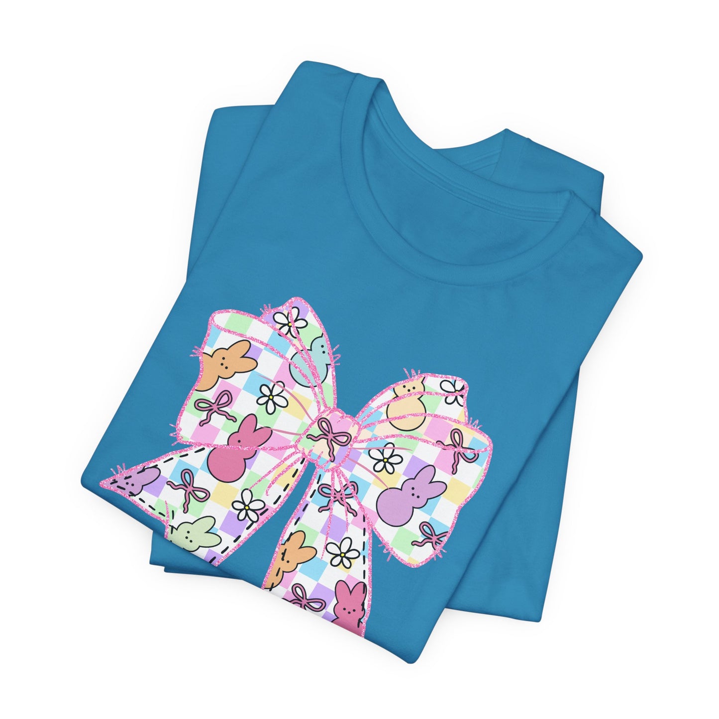 Easter Peeps Coquette Bow Adult Tee