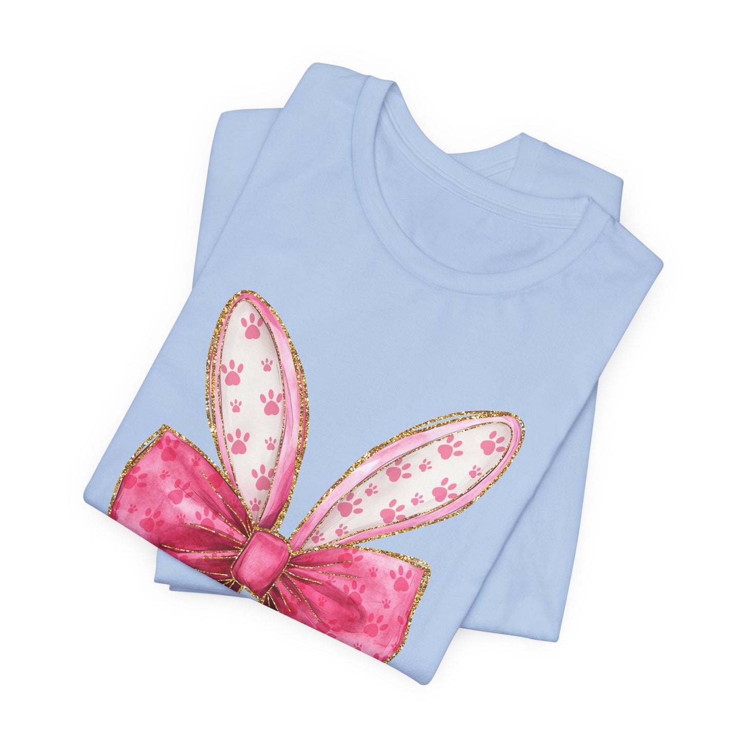 Pink Bow Bunny Ears Adult Tee
