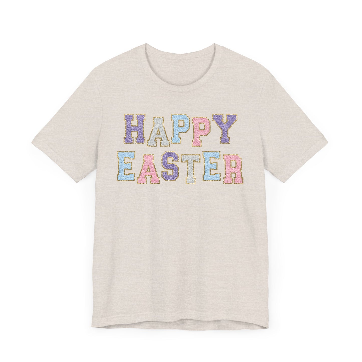 Faux Chenille Patch “Happy Easter” Adult Tee
