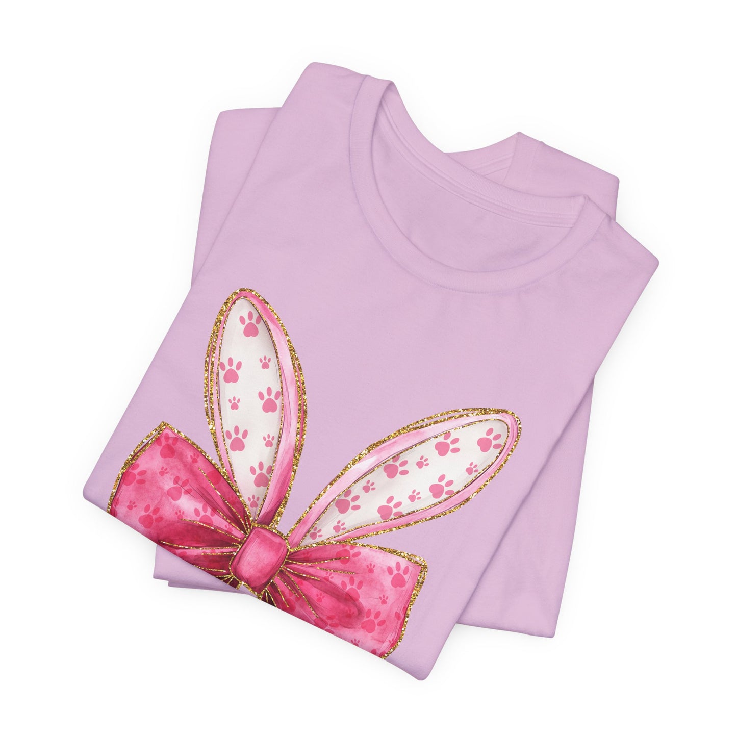 Pink Bow Bunny Ears Adult Tee