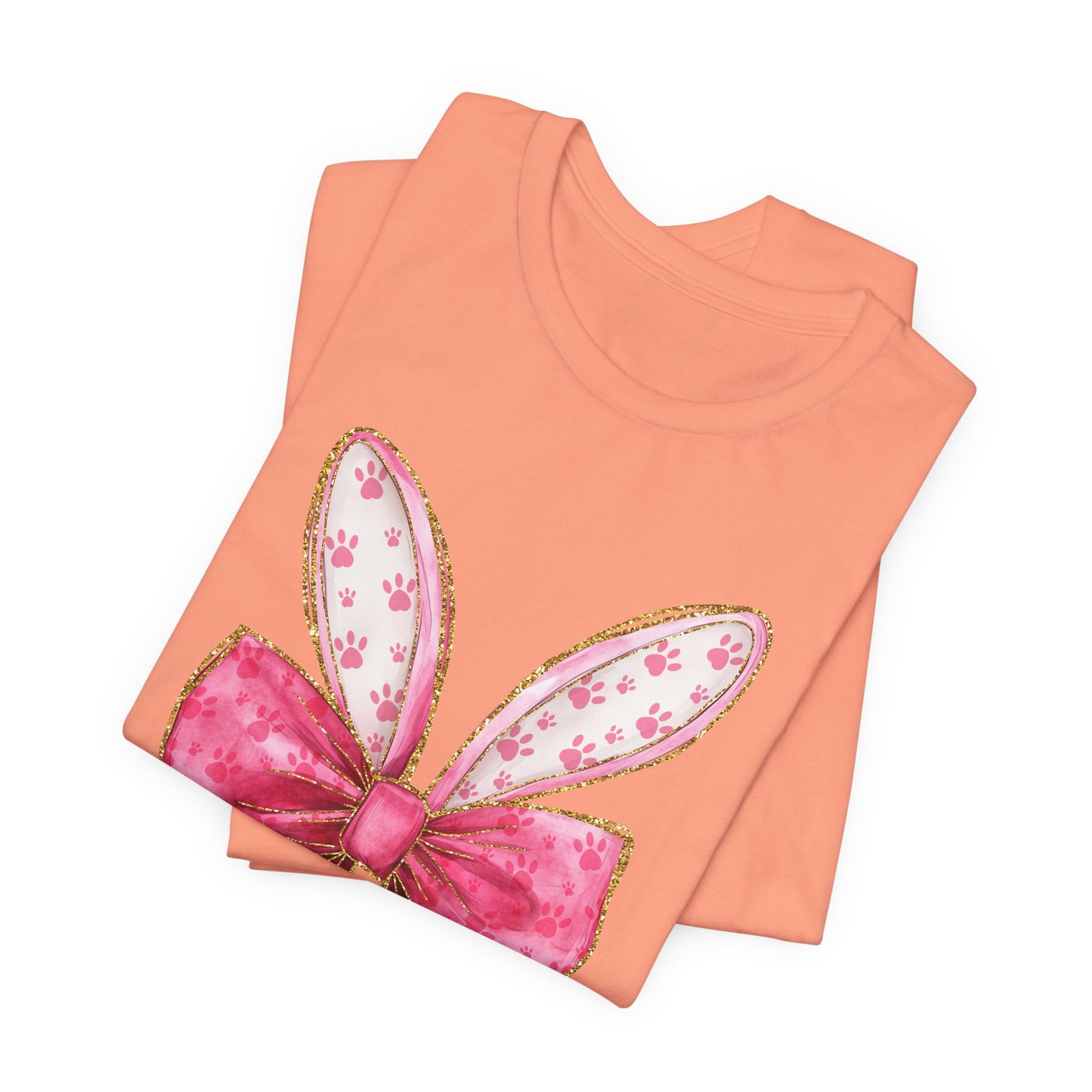 Pink Bow Bunny Ears Adult Tee