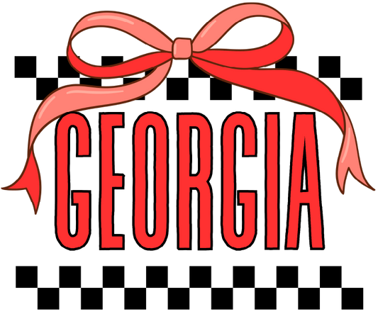 Georgia Checkered Bow DTF Transfer