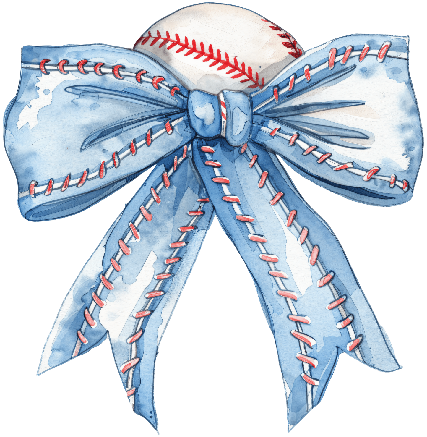 Blue Baseball Bow DTF Transfer