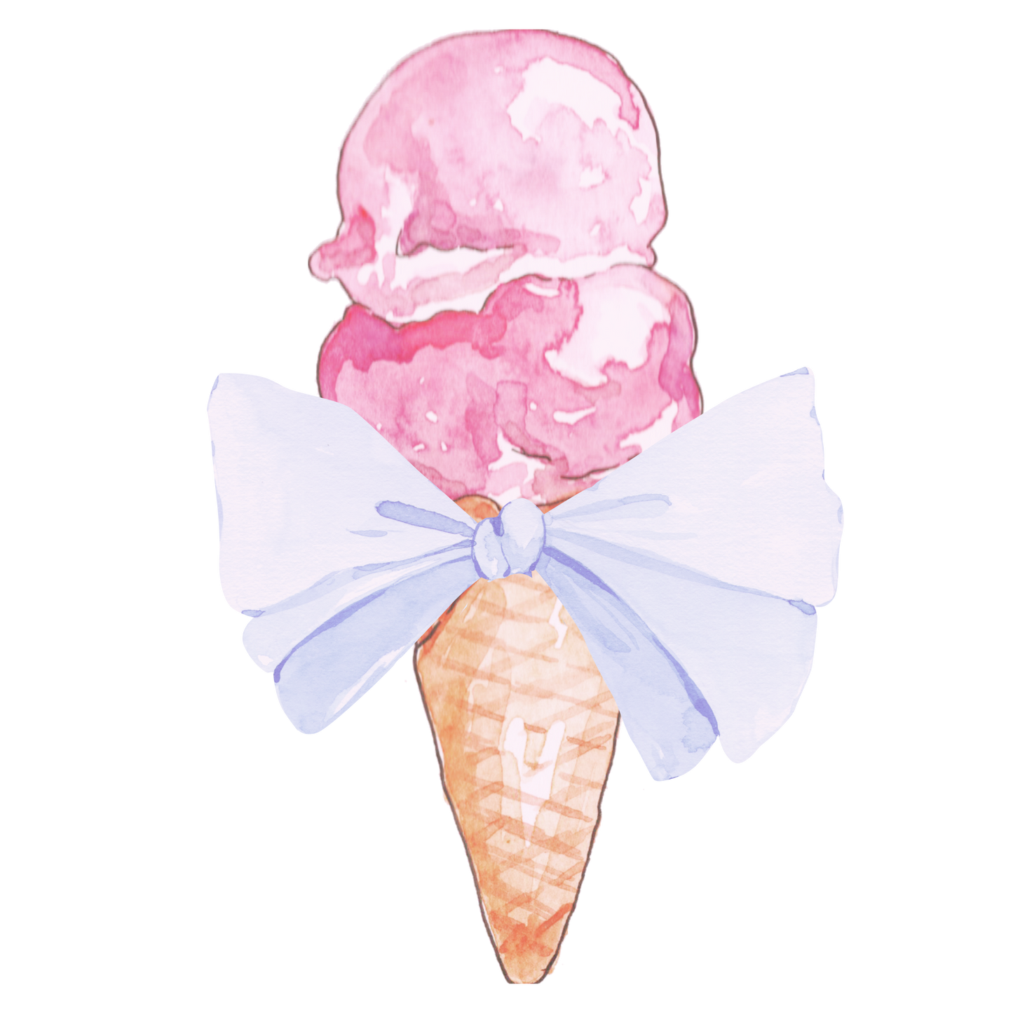 Ice Cream with Blue Bow DTF Transfer