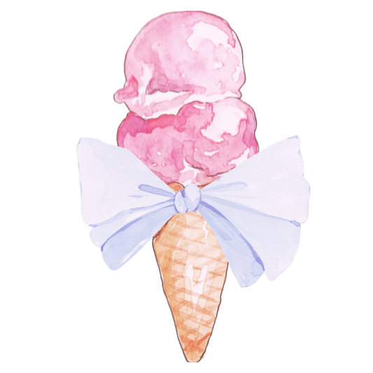 Ice Cream with Blue Bow DTF Transfer