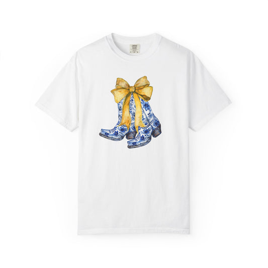 Blue and Gold Boots Coquette DTF Transfer