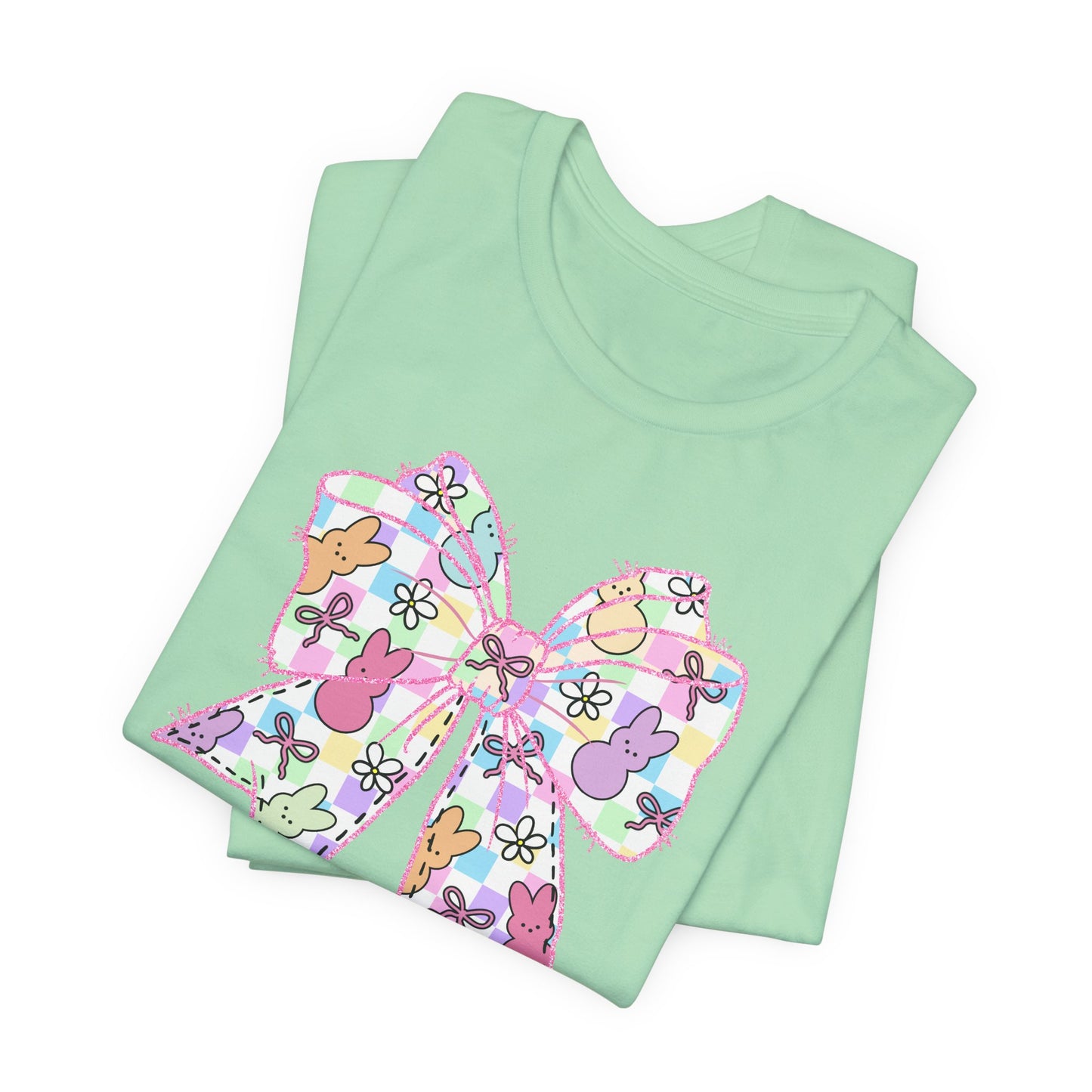 Easter Peeps Coquette Bow Adult Tee