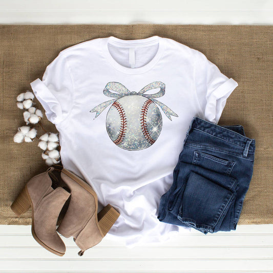 Glitter Baseball Bow DTF Transfer