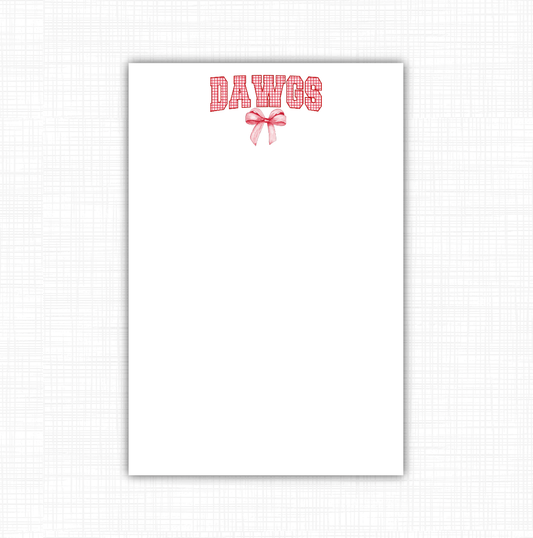 Dawgs Gingham Bow Notepad