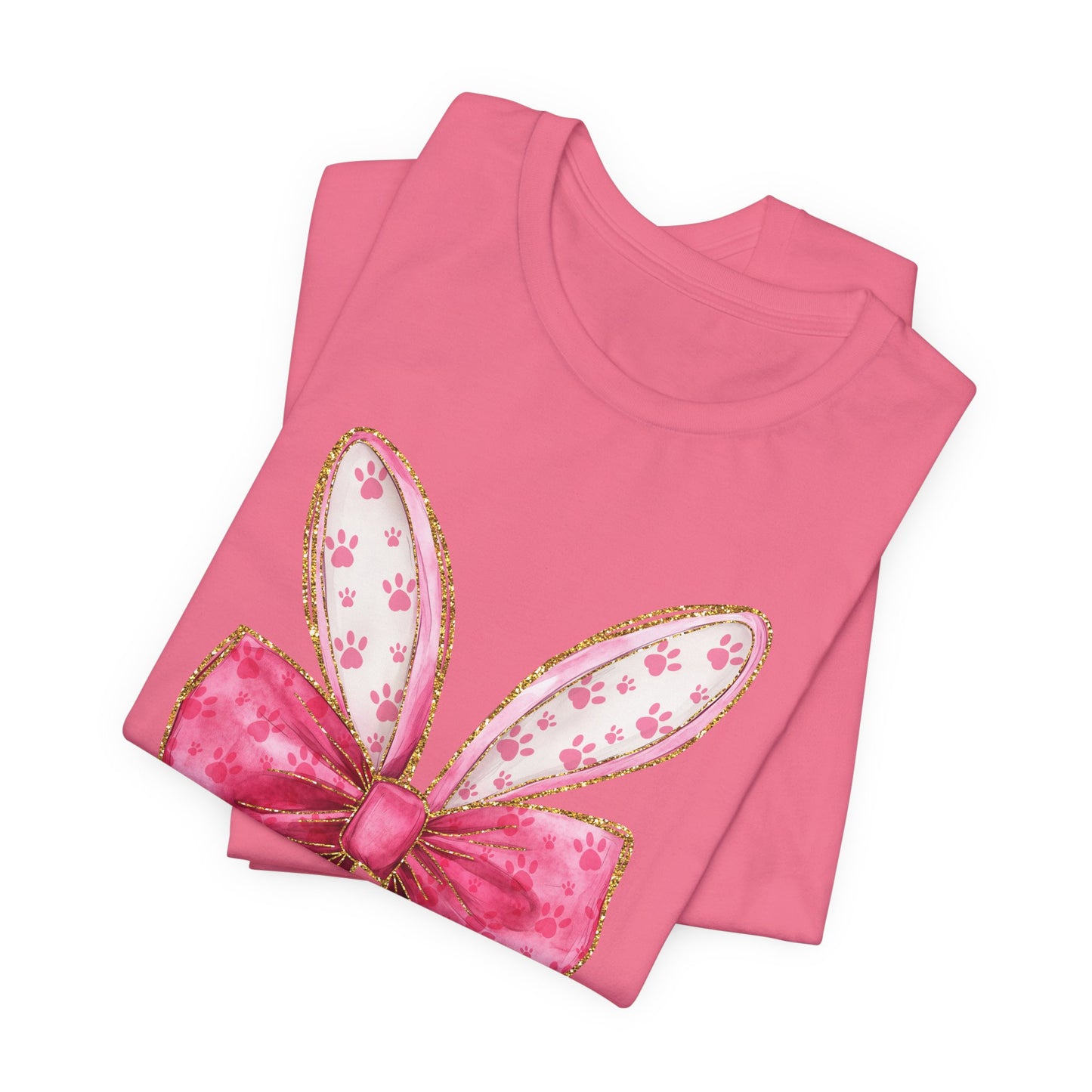 Pink Bow Bunny Ears Adult Tee