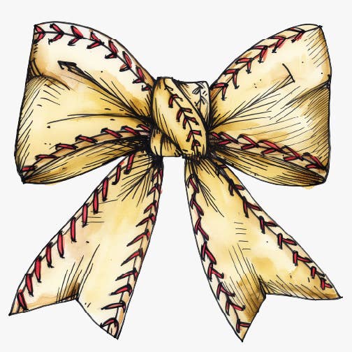 Vintage Softball Bow DTF Transfer