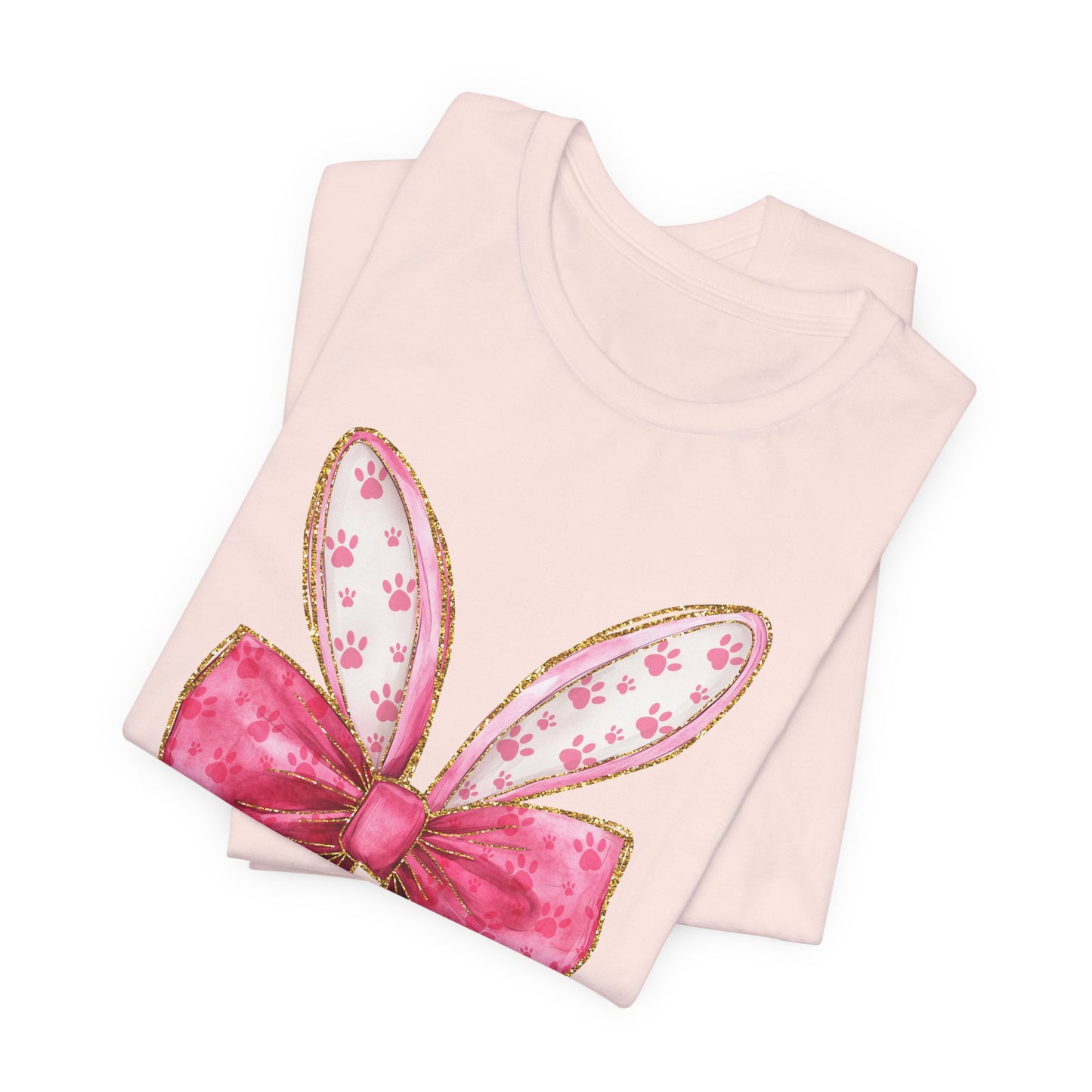 Pink Bow Bunny Ears Adult Tee