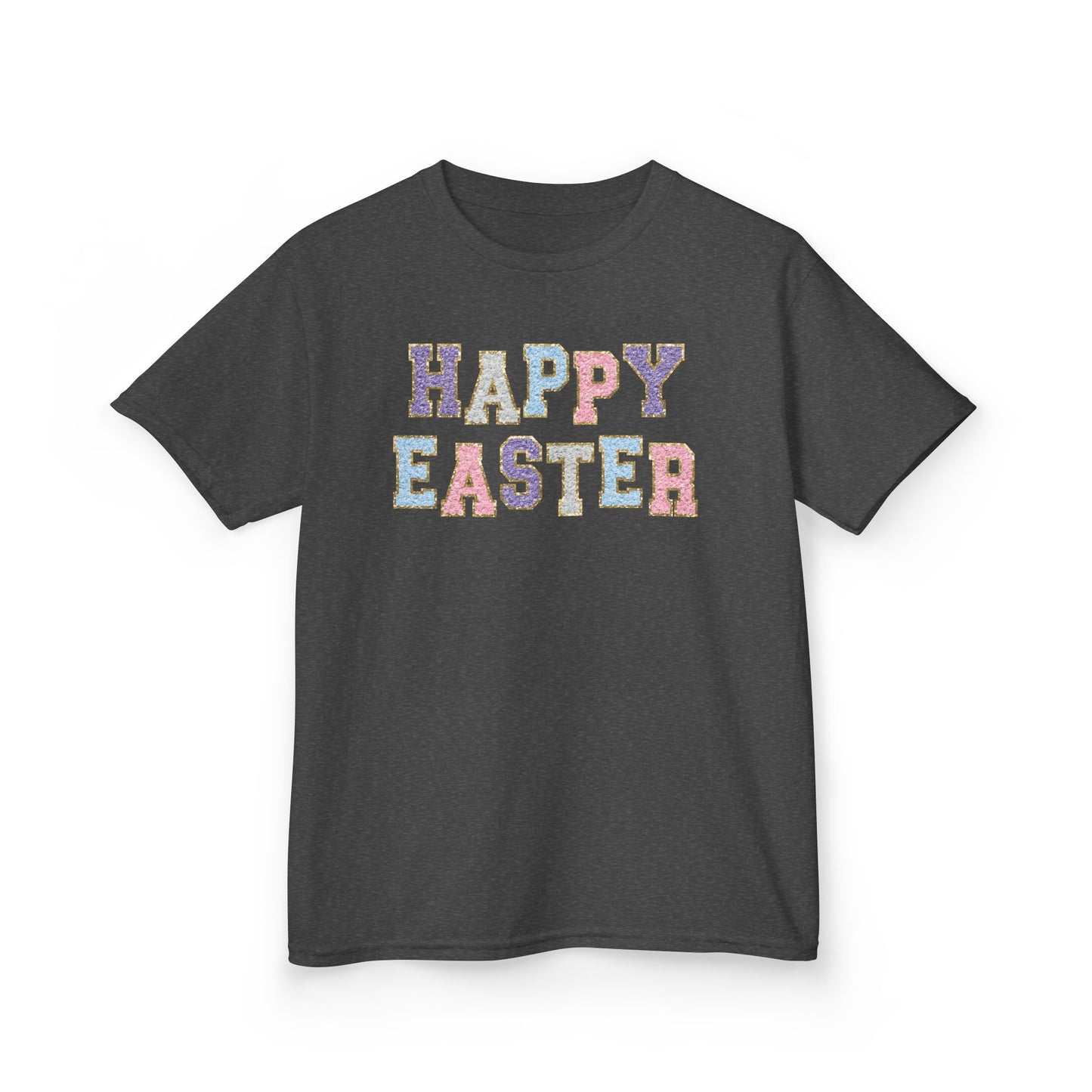 Faux Chenille Patch “Happy Easter” Youth Tee