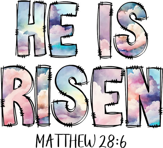 Pastel Watercolor He is Risen DTF Transfer