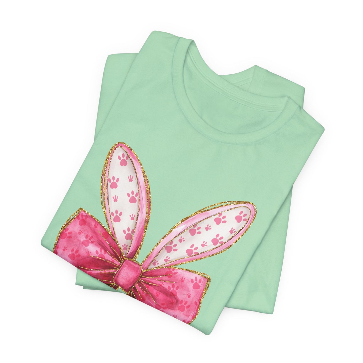 Pink Bow Bunny Ears Adult Tee