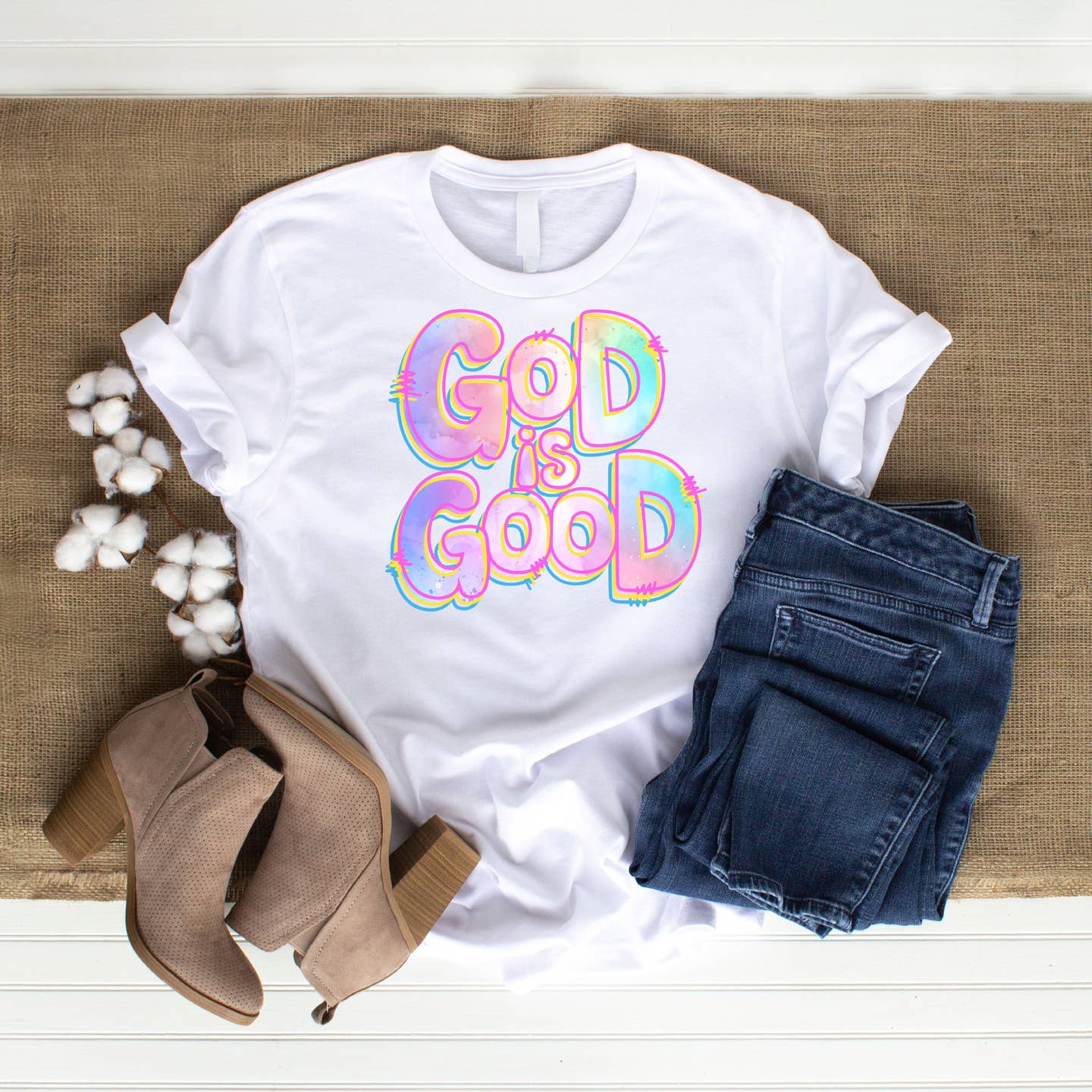 Neon God is Good DTF Transfer