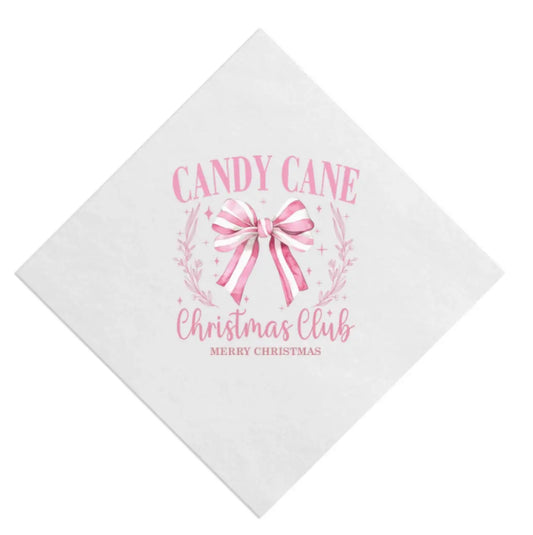 Candy Cane Christmas Club Beverage Napkin